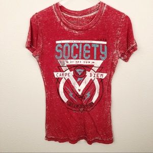 Society Red Burnout T-shirt Sz M